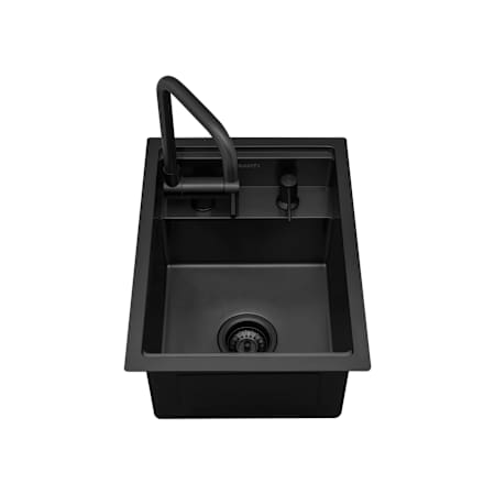 Ruvati Vienna 20" Undermount Single Basin Stainless Steel Kitchen Sink with Basket Strainer, Cutting Board, Concealed Faucet and Soap Dispenser Gunmetal Black