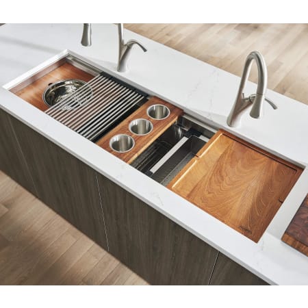 Ruvati Roma 45" Undermount Single Basin Stainless Steel Workstation Kitchen Sink with Sound Dampening Technology Stainless Steel