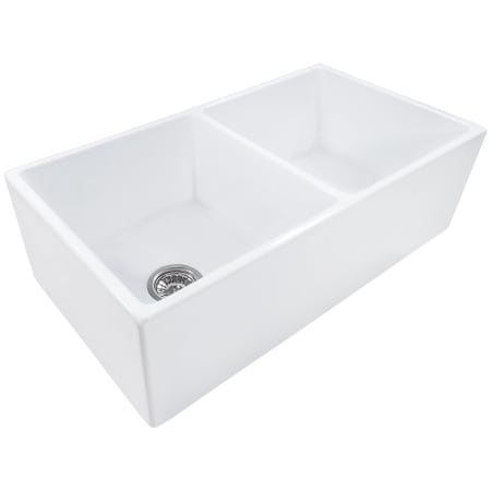 Ruvati Fiamma 33" Farmhouse Double Basin Fireclay Kitchen Sink with Sound Dampening White