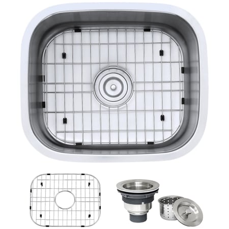 Ruvati Parmi 20-3/4" Undermount Single Basin 16 Gauge Stainless Steel Kitchen Sink with Basin Rack and Basket Strainer Stainless Steel