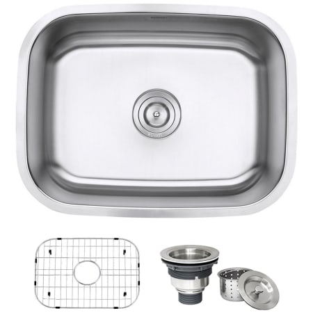 Ruvati Parmi 23-3/8" Undermount Single Basin 16 Gauge Stainless Steel Kitchen Sink with Basin Rack and Basket Strainer Stainless Steel