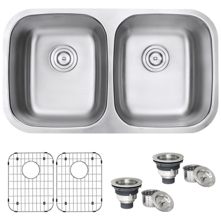 Ruvati Parmi 32-1/4" Undermount Double Basin 16 Gauge Stainless Steel Kitchen Sink with 2 Basin Racks and 2 Basket Strainers Stainless Steel