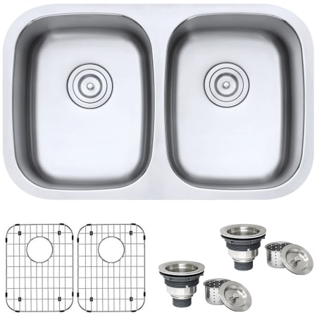 Ruvati Parmi 29" Undermount Double Basin 16 Gauge Stainless Steel Kitchen Sink with 2 Basin Racks and 2 Basket Strainers Stainless Steel