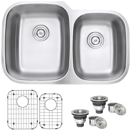 Ruvati Parmi 32" Undermount Double Basin 16 Gauge Stainless Steel Kitchen Sink with 2 Basin Racks and 2 Basket Strainers Stainless Steel
