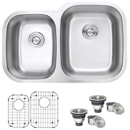 Ruvati Parmi 32" Undermount Double Basin 16 Gauge Stainless Steel Kitchen Sink with 2 Basin Racks and 2 Basket Strainers Stainless Steel