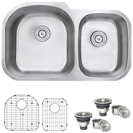 Ruvati Varna 34" Undermount Double Basin 16 Gauge Stainless Steel Kitchen Sink with 2 Basin Racks and 2 Basket Strainers Stainless Steel