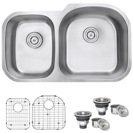 Ruvati Varna 34" Undermount Double Basin 16 Gauge Stainless Steel Kitchen Sink with 2 Basin Racks and 2 Basket Strainers Stainless Steel