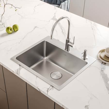 Ruvati Modena 21" Drop In Single Basin Stainless Steel Kitchen Sink with Basket Strainer Stainless Steel