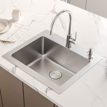 Ruvati Modena 25" Drop-In Single Basin Stainless Steel Kitchen Sink Includes Basket Strainer and Sink Grid Stainless Steel