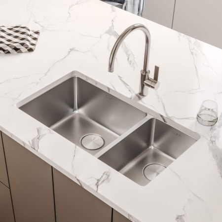 Ruvati Modena 32" Undermount Double Basin 16 Gauge Stainless Steel Kitchen Sink with 2 Basin Racks and 2 Basket Strainers Stainless Steel