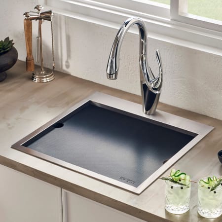 Ruvati Merino 21" Drop In Single Basin Stainless Steel Outdoor Sink with Basin Rack Included Stainless Steel