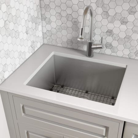 Ruvati Forma 23" Undermount Single Basin Stainless Steel Utility Sink with Basin Rack Included Stainless Steel