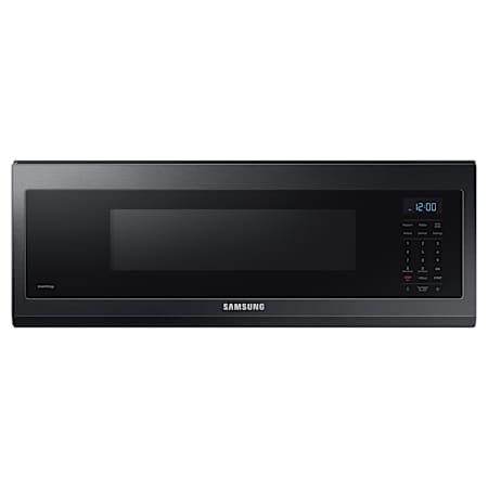 Samsung 30 Inch Wide 1.1 Cu. Ft. 1100 Watt Fingerprint Resistant Over the Range Microwave with Touch Controls and Slim Design Matte Black Stainless