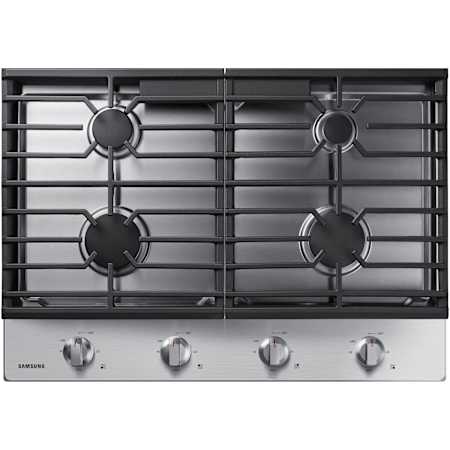 Samsung 30 Inch Wide 4 Burner Natural Gas Cooktop with Sealed Burners and Continuous Cast Iron Grates Stainless Steel