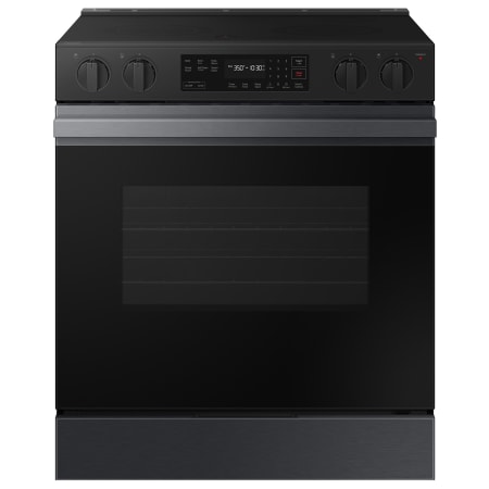 Samsung Bespoke 30 Inch Wide 6.3 Cu. Ft. Slide In Fingerprint Resistant Electric Range with Steam Clean Matte Black Steel