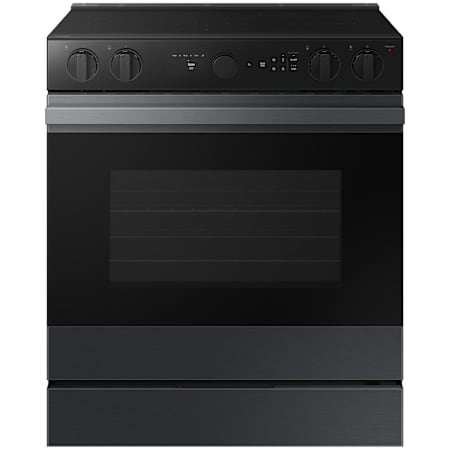 Samsung Bespoke 30 Inch Wide 6.3 Cu. Ft. Energy Star Certified Slide In Electric Range with Air Fry and Air Sous Vide Matte Black Steel