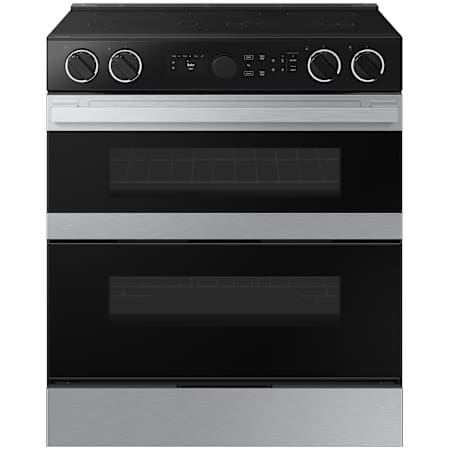 Samsung Bespoke 30 Inch Wide 6.3 Cu. Ft. Energy Star Certified Slide In Electric Range with Flex Duo and Illuminated Precision Knobs Stainless Steel