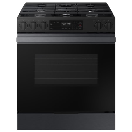 Samsung Bespoke 30 Inch Wide 6 Cu. Ft. Slide In Fingerprint Resistant Gas Range with Viewing Window and Storage Drawer Matte Black Steel