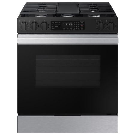 Samsung Bespoke 30 Inch Wide 6 Cu. Ft. Slide In Fingerprint Resistant Gas Range with Storage Drawer and Viewing Window Stainless