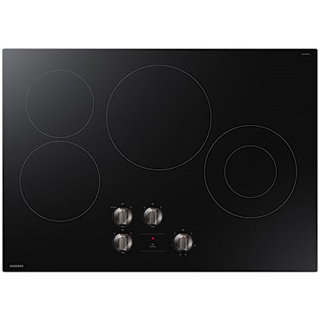 Samsung 30 Inch Wide 4 Burner Electric Cooktop with Radiant Burners and Dishwasher Safe Knobs Black