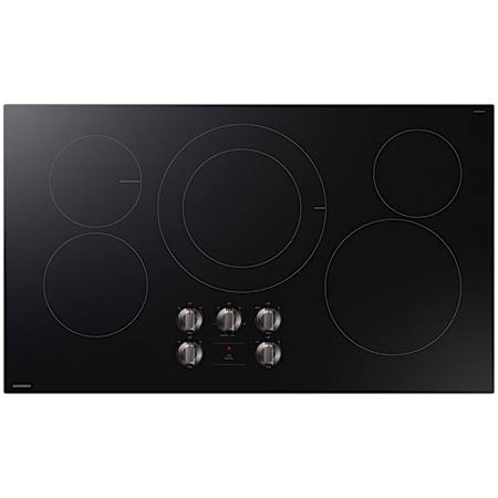 Samsung 36 Inch Wide 5 Burner Electric Cooktop with Radiant Burners and Dishwasher Safe Knobs Black