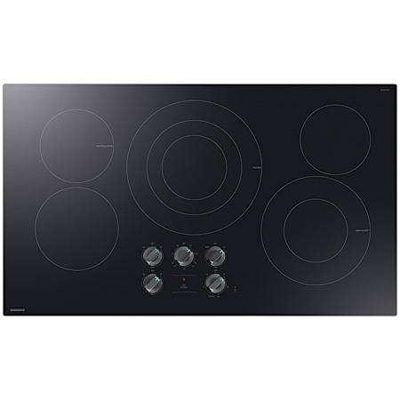 Samsung 36 Inch Wide 5 Burner Electric Cooktop with LED Lights and Rapid Boil Burner Black