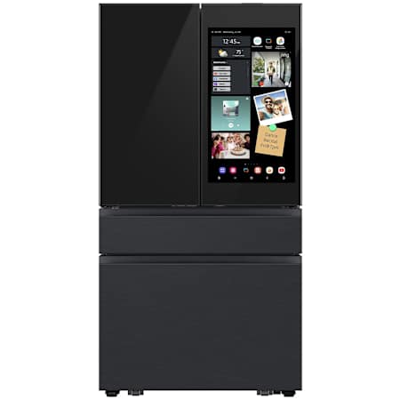 Samsung Bespoke 36 Inch Wide 22.5 Cu. Ft. Energy Star Certified Panel Ready French Door Refrigerator with Beverage Center and Twin Cooling Plus Charcoal Glass / Matte Black Stainless