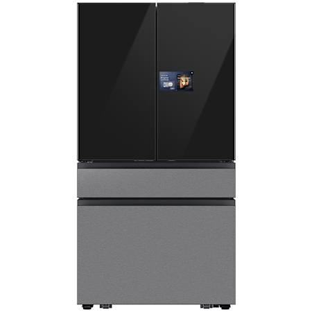 Samsung Bespoke 36 Inch Wide 28.6 Cu. Ft. Energy Star Certified Panel Ready French Door Refrigerator with Beverage Center and Auto Open Door Charcoal Glass / Stainless Steel