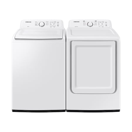 Samsung 27 Inch Wide 4.1 Cu. Ft. Top Load Washer and 27 Inch Wide 7.2 Cu. Ft. Gas Dryer Laundry Pair White