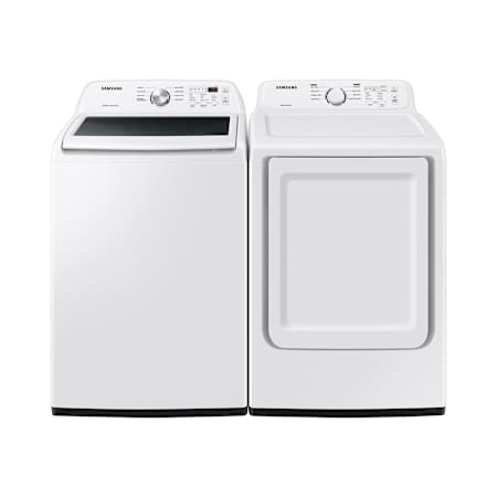 Samsung 27 Inch Wide 4.4 Cu. Ft. Top Load Washer and 27 Inch Wide 7.2 Cu. Ft. Electric Dryer Laundry Pair with Vibration Reduction Technology+ White