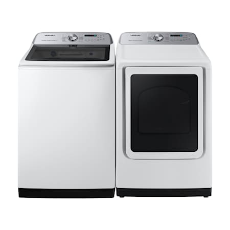 Samsung 28 Inch Wide 5.1 Cu. Ft. Top Load Washer and 27 Inch Wide 7.4 Cu. Ft. Gas Dryer Laundry Pair White