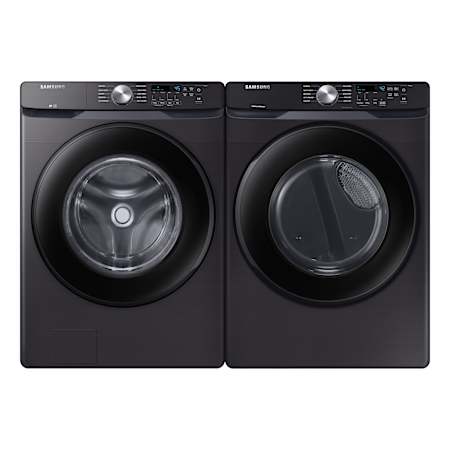 Samsung 27 Inch Wide 4.5 Cu. Ft. Front Load Washer and 27 Inch Wide 7.5 Cu. Ft. Electric Dryer Laundry Pair Brushed Black