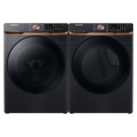 Samsung 27 Inch Wide 5 Cu. Ft. Front Load Washer and 27 Inch Wide 7.5 Cu. Ft. Electric Dryer Laundry Pair Brushed Black