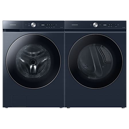 Samsung Bespoke 27 Inch Wide 5.3 Cu. Ft. Front Load Washer and 27 Inch Wide 7.6 Cu. Ft. Electric Dryer Laundry Pair Brushed Navy