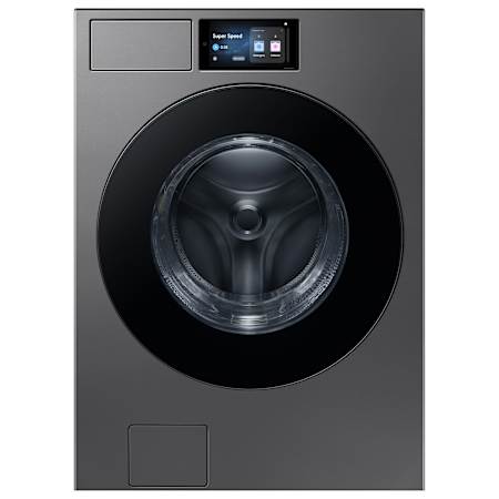 Samsung 27 Inch Wide 5.3 Cu. Ft. Energy Star Certified Front Loading Washing Machine with AI Home Touchscreen and AI Bubble Wash Dark Steel
