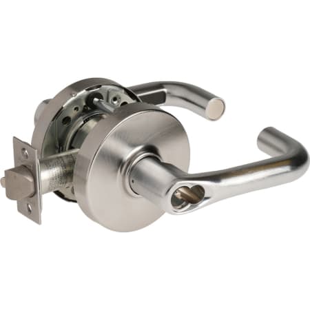 Sargent 10 Line Grade 1 Keyed Entry Single Cylinder Door Lever Set with J Lever and Push Button Turn Lock- Less FSIC Satin Chrome