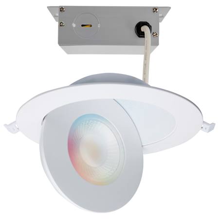 Satco Lighting Starfish LED Smart Canless Recessed Fixture with 6" Adjustable Trims - IC Rated and Airtight White
