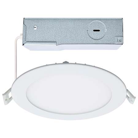 Satco Lighting ColorQuick LED Canless Recessed Fixture with 6" Edge-Lit Round Shower Trims - IC Rated and Airtight White