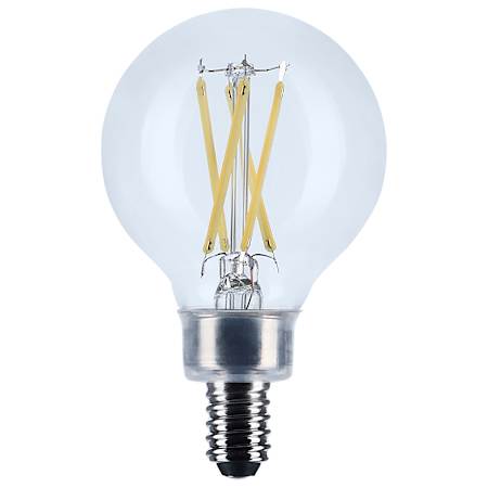 Satco Lighting 5.5 Watt Dimmable G16.5 Candelabra (E12) LED Bulb- 500 Lumens, 3500K, and 90CRI Clear