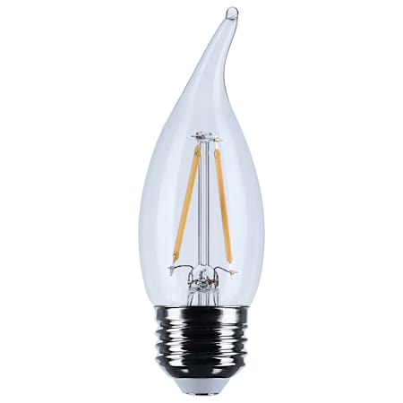 Satco Lighting 3 Watt Dimmable CA10 Medium (E26) LED Bulb- 250 Lumens, 3000K, and 90CRI Clear