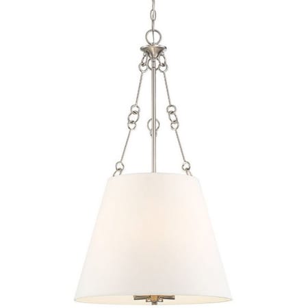 Savoy House Austin 4 Light 18" Wide Pendant with White Fabric Shade Satin Nickel