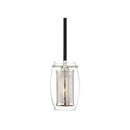 Savoy House Dunbar Single Light 4-3/4" Wide Mini Pendant with Mesh Inner Shade Matte Black with Polished Chrome Accents
