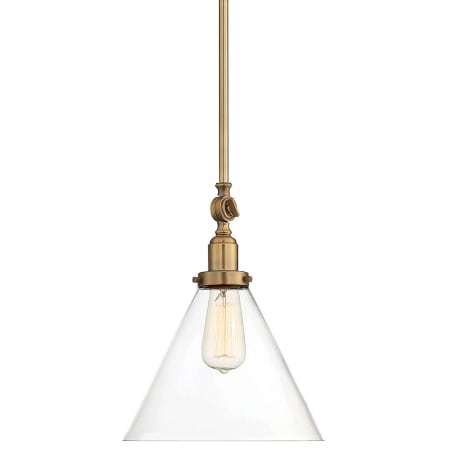 Savoy House Drake Single Light 10" Wide Mini Pendant with Clear Glass Shade Warm Brass