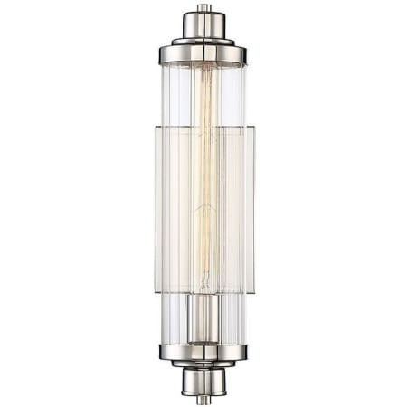 Savoy House Pike Single Light 17-3/4" Tall Wall Sconce with Slim Ribbed Glass Shades Polished Nickel