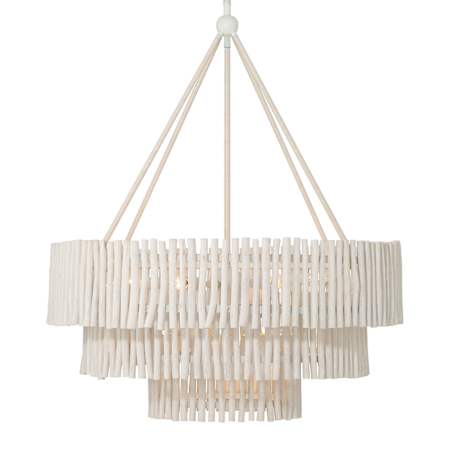 Savoy House Phong 9 Light 30" Wide Wood Pendant Blanco