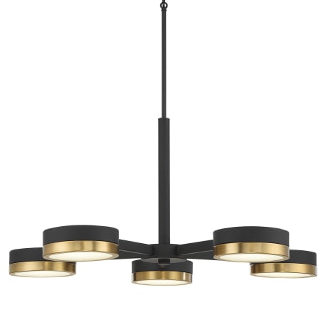 Savoy House Ashor 5 Light 34" Wide LED Chandelier Matte Black / Warm Brass