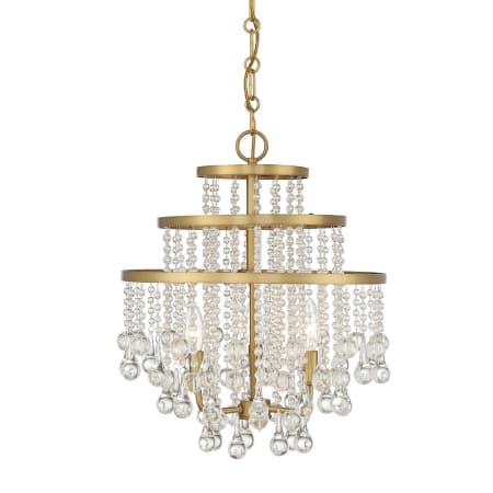 Savoy House Luna 3 Light 16" Wide Crystal Chandelier Warm Brass