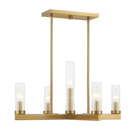 Savoy House Carina 5 Light 24" Wide Pillar Candle Linear Chandelier Warm Brass