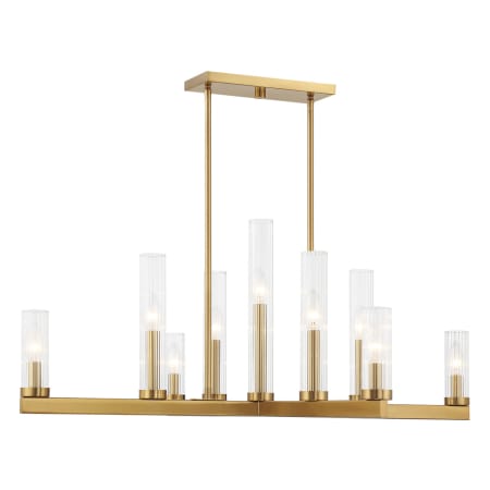 Savoy House Carina 9 Light 38" Wide Pillar Candle Linear Chandelier Warm Brass