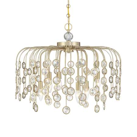 Savoy House Irina 6 Light 26" Wide Crystal Abstract Chandelier Noble Brass